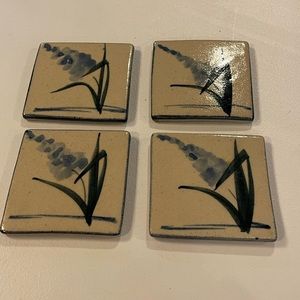 4 LABAIRE POTTERY‎ Vintage Handcrafted Rare Stoneware COASTERS Label Norcross GA
